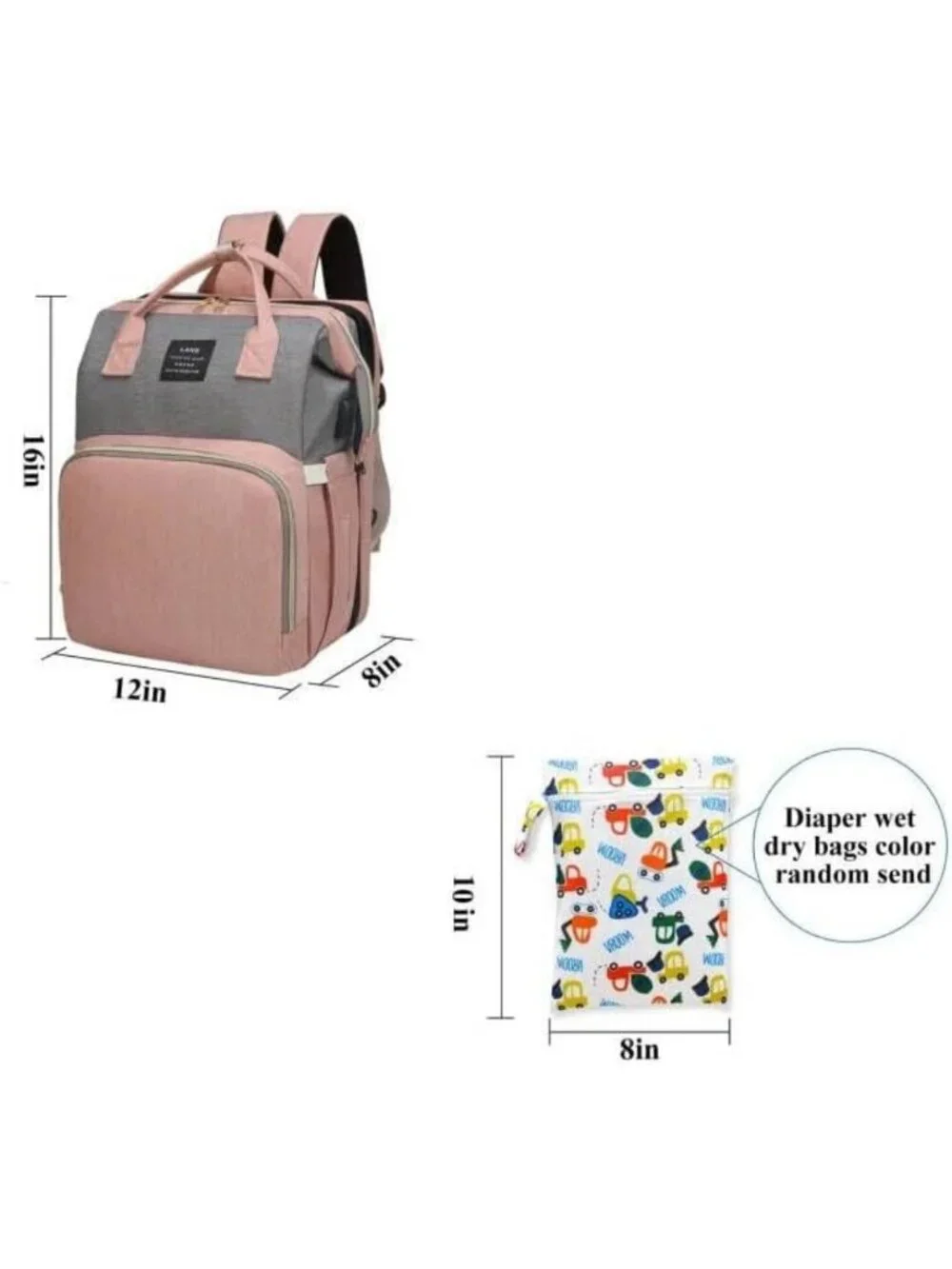 Stylish Waterproof Diaper Bag Backpack with Changing Station & USB Port - Large